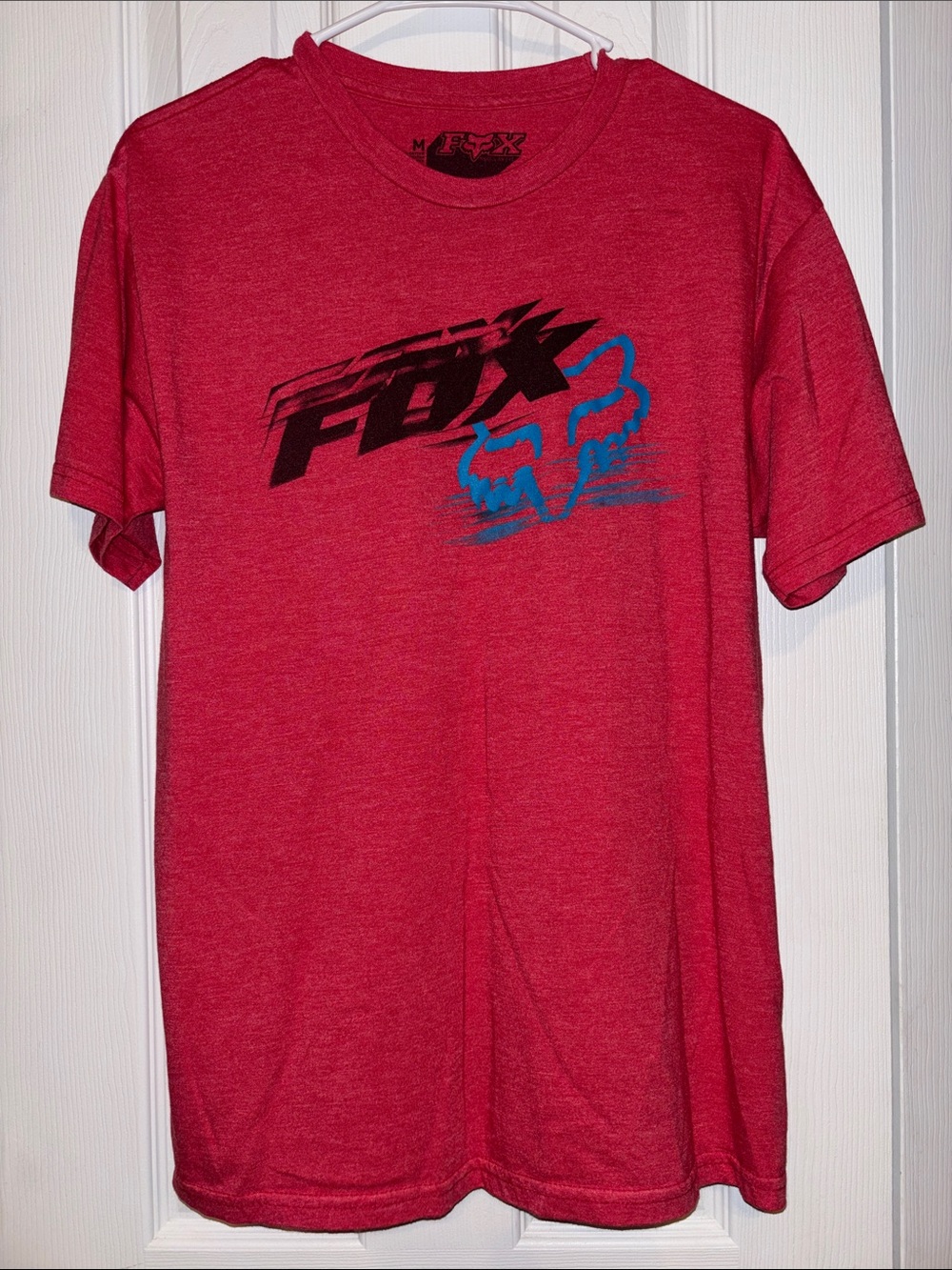 Fox Men’s Heather Red Graphic Tee with Black & Blue Logo